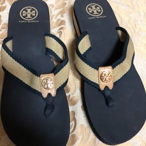 Authentic Tory Burch Navy Blue Thongs 10
